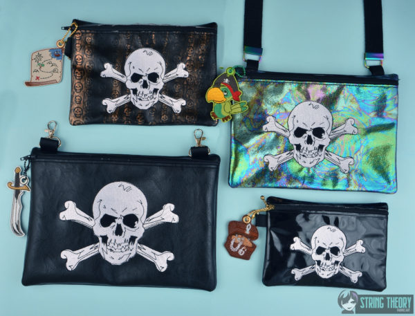 Jolly Roger Partially Lined Zip Bag & Treasure Chest Dangle