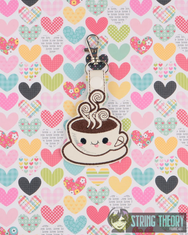 Kawaii Coffee Cup Snap Tab Key Fob