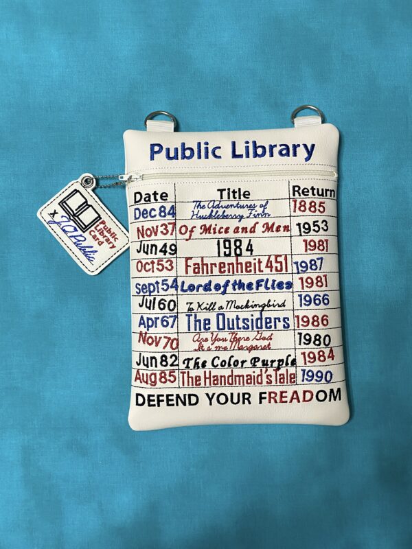 Banned Books Library Card Fully Lined Zip Bag with Dangles - Image 2