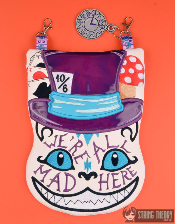 Cheshire Cat Partially Lined Zip Bag with Clock Dangle - Image 6