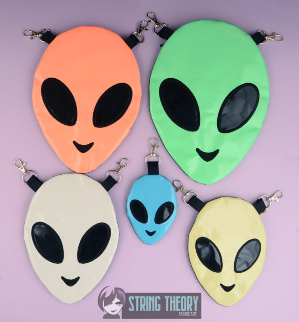 Alien Head Partially Lined Zip Bag