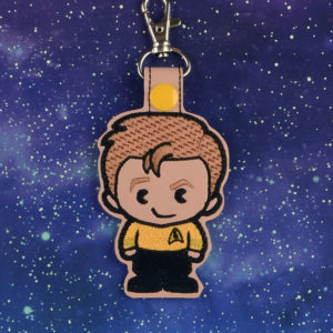 Star Trek –Chibi Captain Kirk Fob ITH in the hoop Digital Download for Machine Embroidery Pattern, Design (4×4 Hoop)