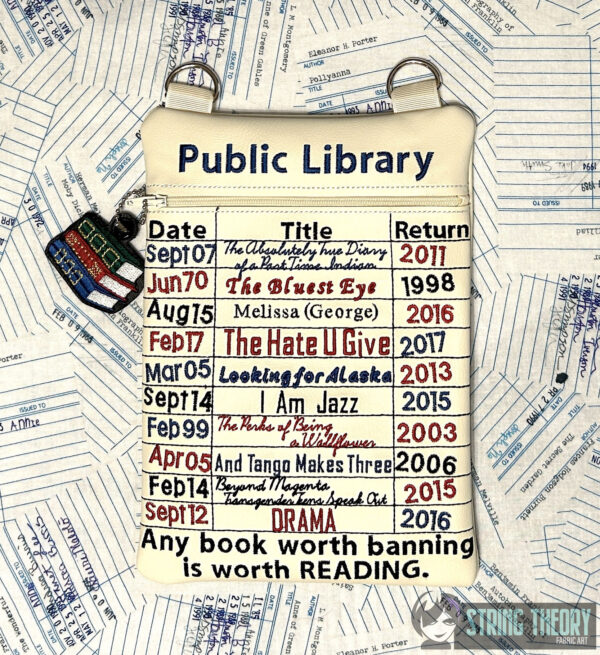 2013-2022 Edition Banned Books Library Card Fully Lined Zip Bag with Dangles - Image 4