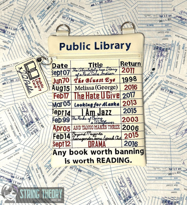 2013-2022 Edition Banned Books Library Card Fully Lined Zip Bag with Dangles - Image 5