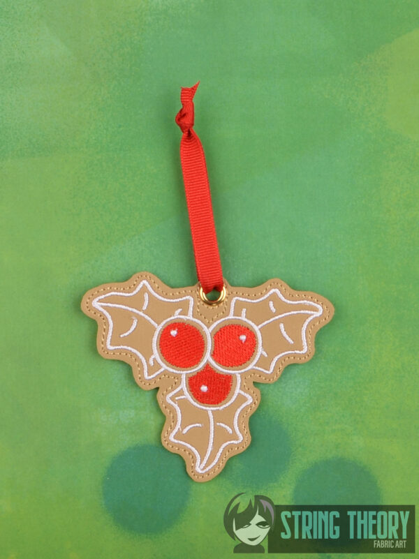 Gingerbread Cookie Holly Ornament