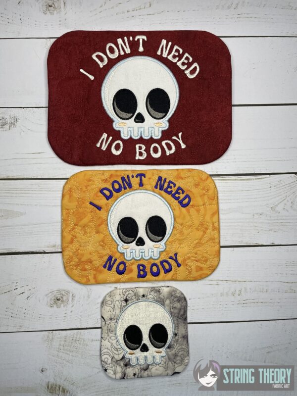 I Don't Need No Body Chibi Skull Mug Rug - Image 2