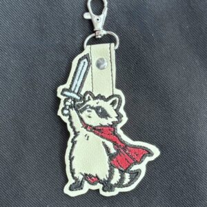 Shenanigan Raccoon snap tab key fob ITh machine Embroidery Design