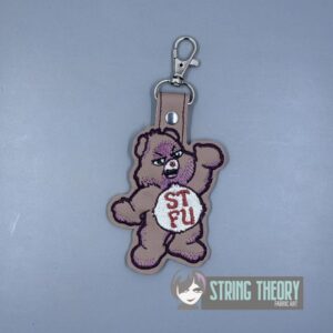 STFU Bear - Don't Care Bear ITH snap tab key fob machine embroidery design