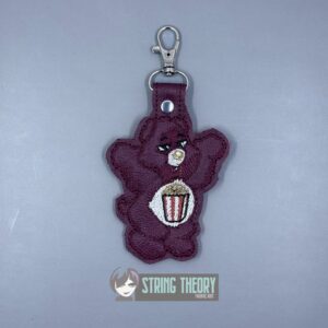 Drama Bear - Don't Care Bear ITH snap tab key fob machine embroidery design