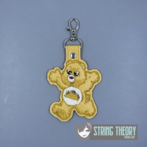 Fiesta Bear - Don't Care Bear ITH snap tab key fob machine embroidery design