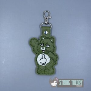 No Fucks Bear - Don't Care Bear ITH snap tab key fob machine embroidery design