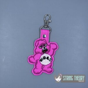 Swear Bear - Don't Care Bear ITH snap tab key fob machine embroidery design