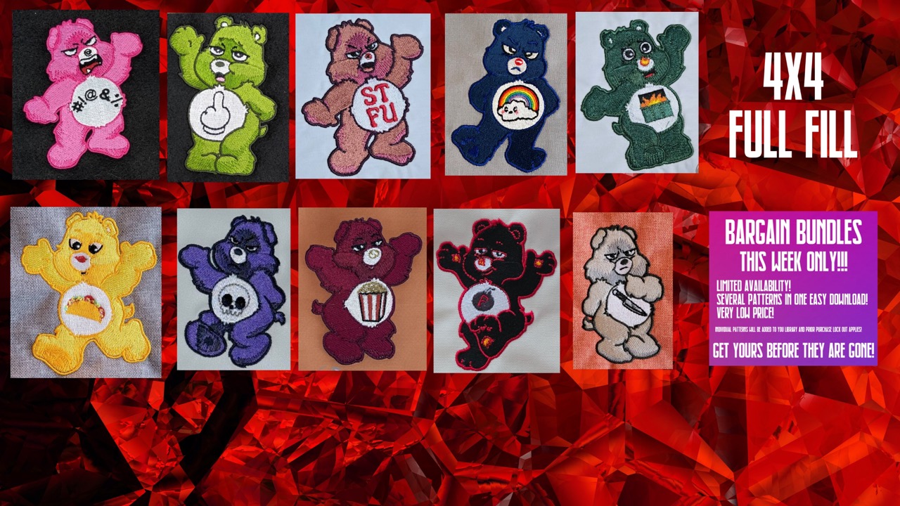 Don't Care Bear machine embroidery design Bundle