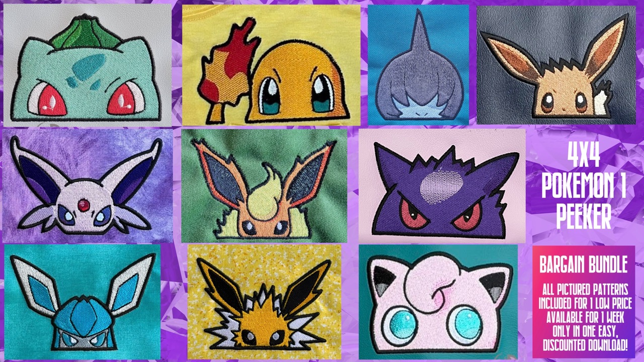 Pokemon Peeker Bargain Bunder 1 4x4 ITH machine embroidery designs