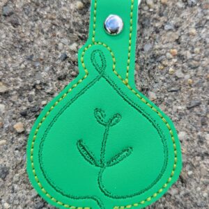 Continuous Line Leaf fob ITH machine embroidery design