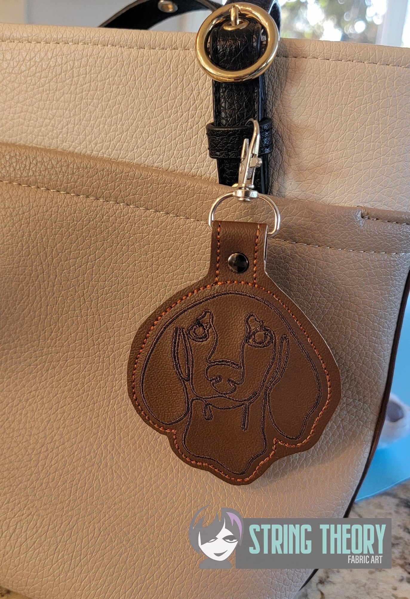 Continuous Line Dachshund fob ITH machine embroidery design