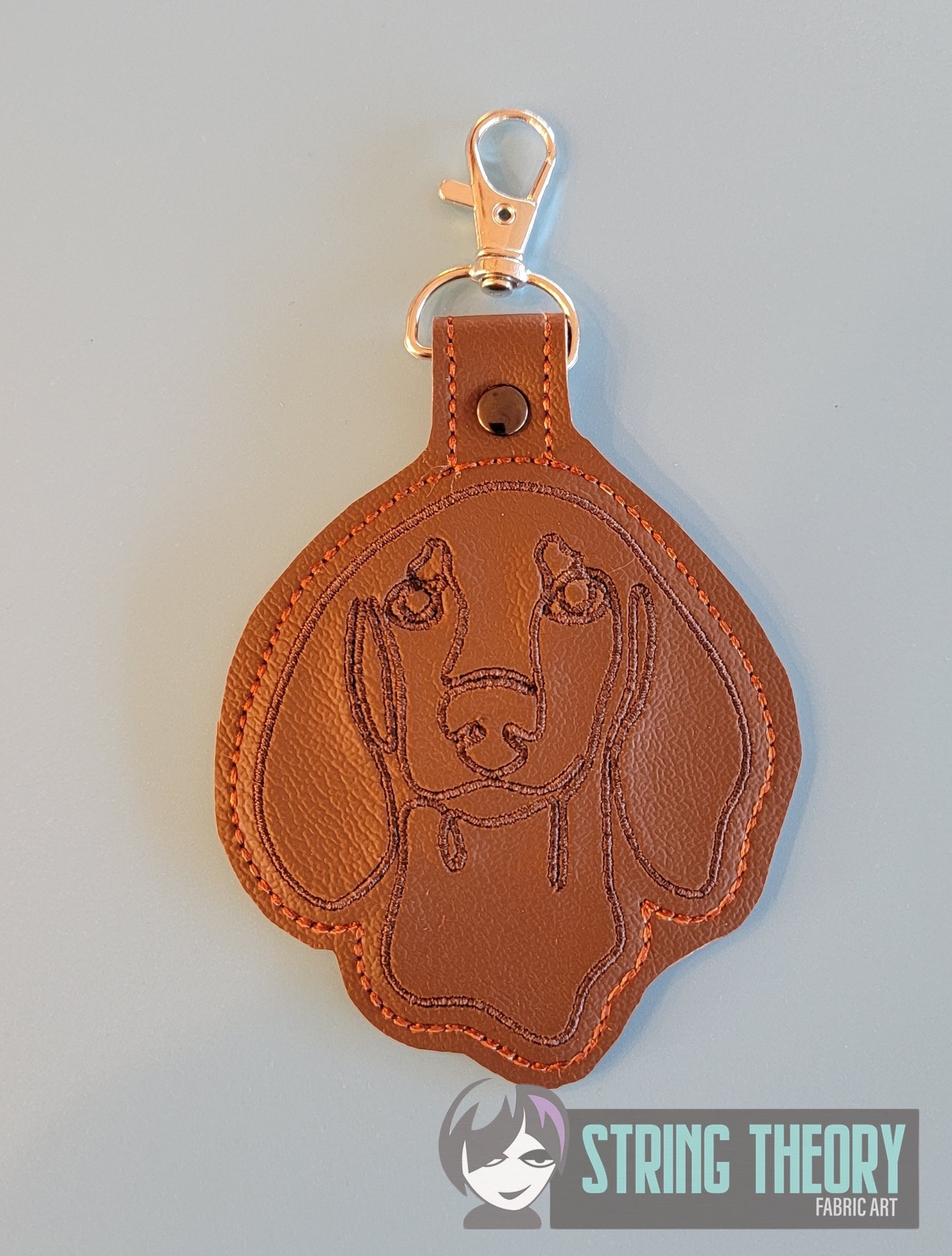 Continuous Line Dachshund fob ITH machine embroidery design