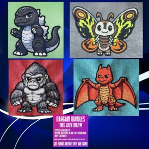 Kaiju machine embroidery design, pattern