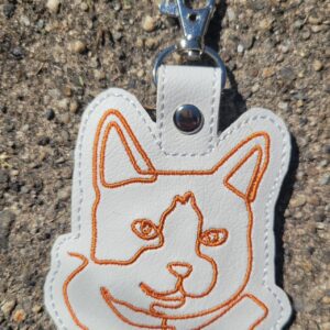 Continuous Line Orange Tabby Cat fob ITH machine embroidery design