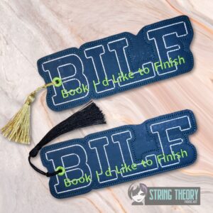 BILF - Books I'd Like to Finish Bookmark ITH machine embroidery design