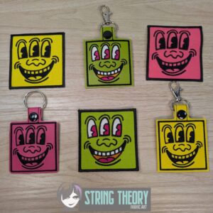 Keith Haring Funny Face Pop Art Graffiti fob, patch ITH machine embroidery design