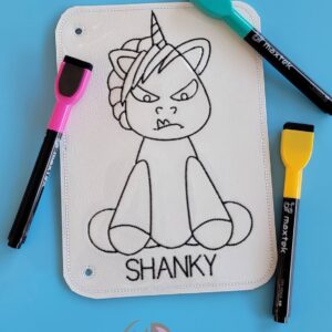 Shanky the Unicorn Color Page ITH machine embroidery design