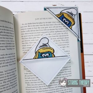 Smurfette Corner Bookmark ITH machine embroidery design