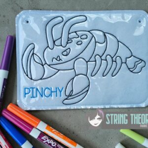 Pinchy the Lobster Color Page ITH machine embroidery design