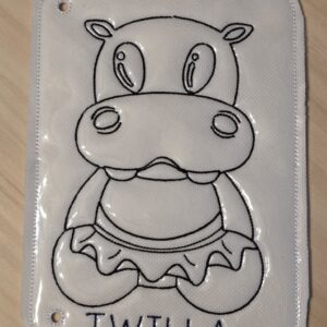Twilla the Hippopotamus Color Page ITH machine embroidery design