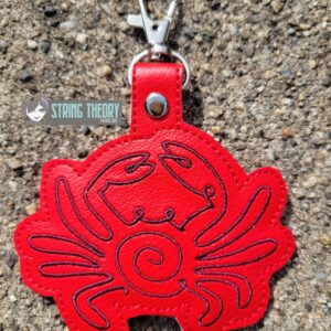 Continuous Line Crab ITH Fob machine embroidery design