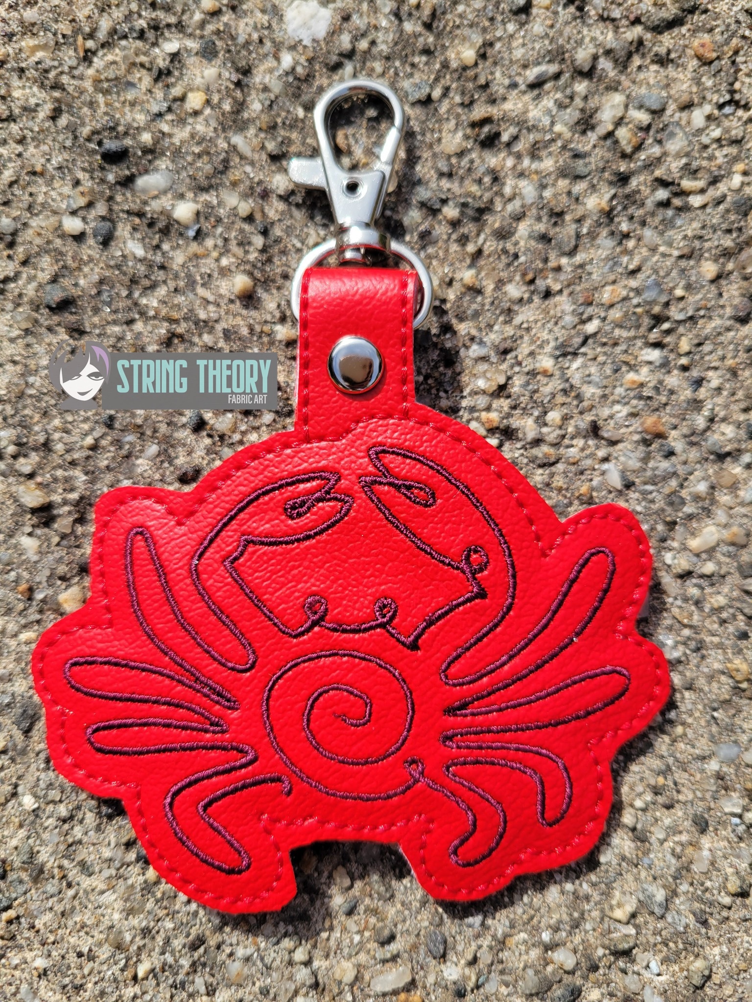 Continuous Line Crab ITH Fob machine embroidery design