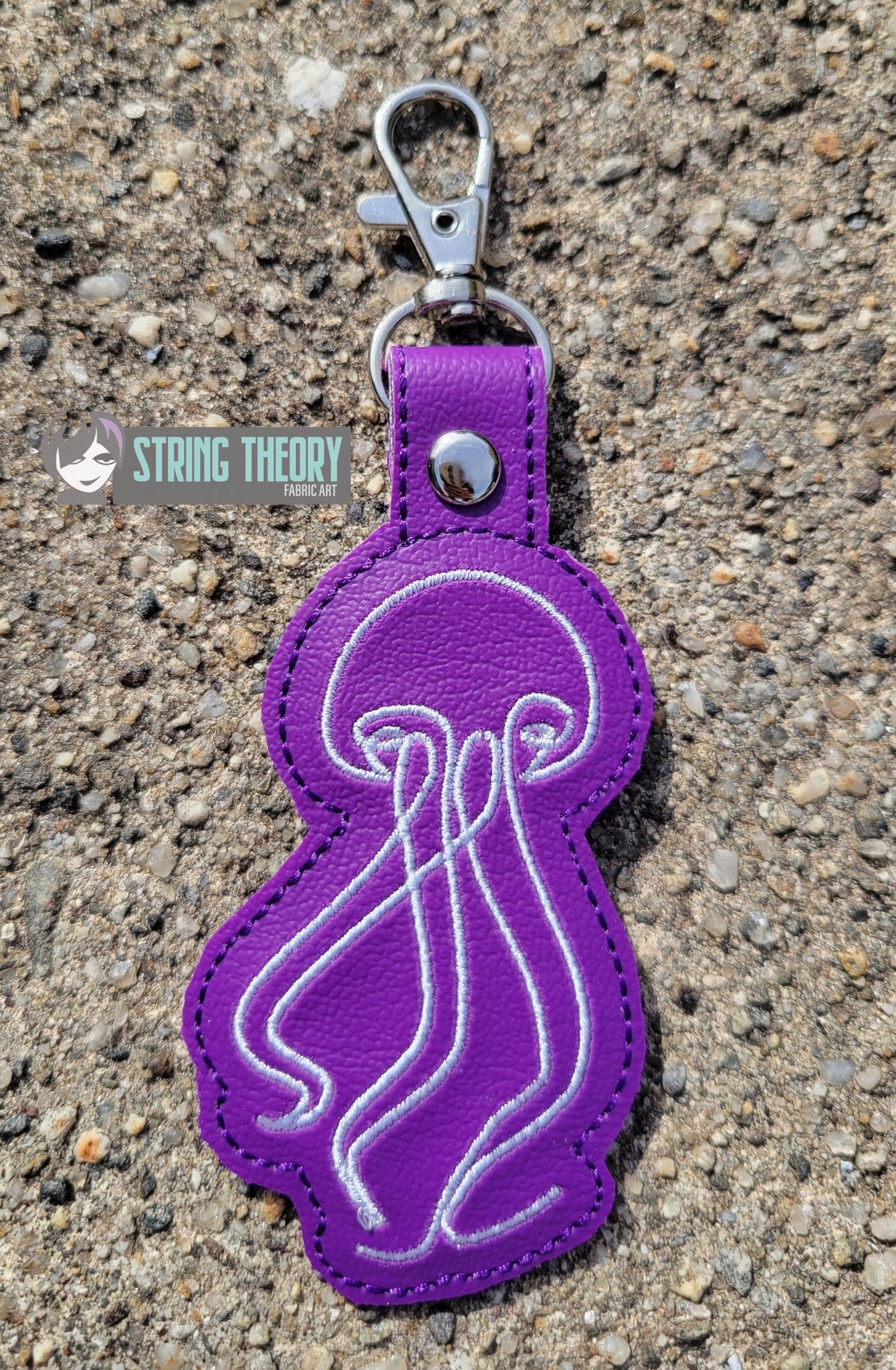 Continuous Line Jellyfish ITH Fob machine embroidery design