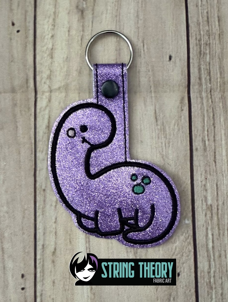 Brachiosaurus Dinosaur Fob in the hoop Machine Embroidery Pattern
