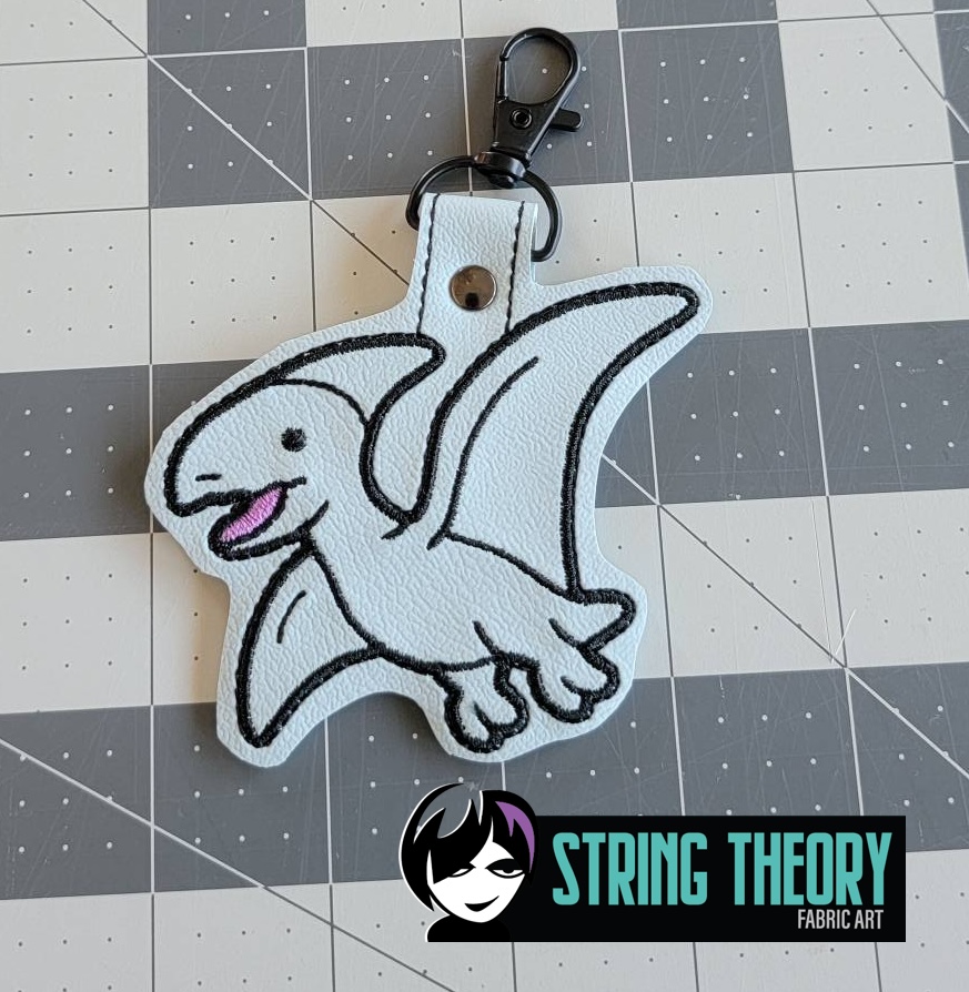 Pterosaur Dinosaur Fob in the hoop Machine Embroidery Pattern