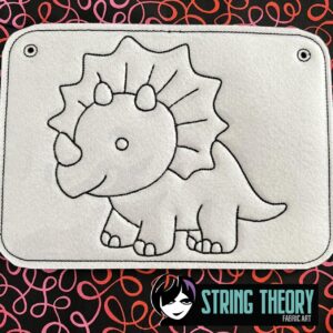 Color Page Triceratops Dinosaur ITH Machine Embroidery Design