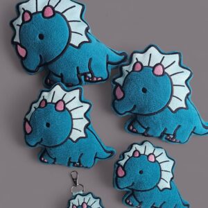 Triceratops Dinosaur Stuffie in the hoop Machine Embroidery Pattern