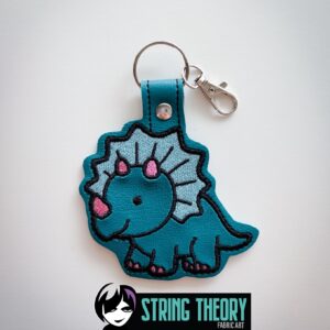 Triceratops Dinosaur Fob in the hoop Machine Embroidery Pattern