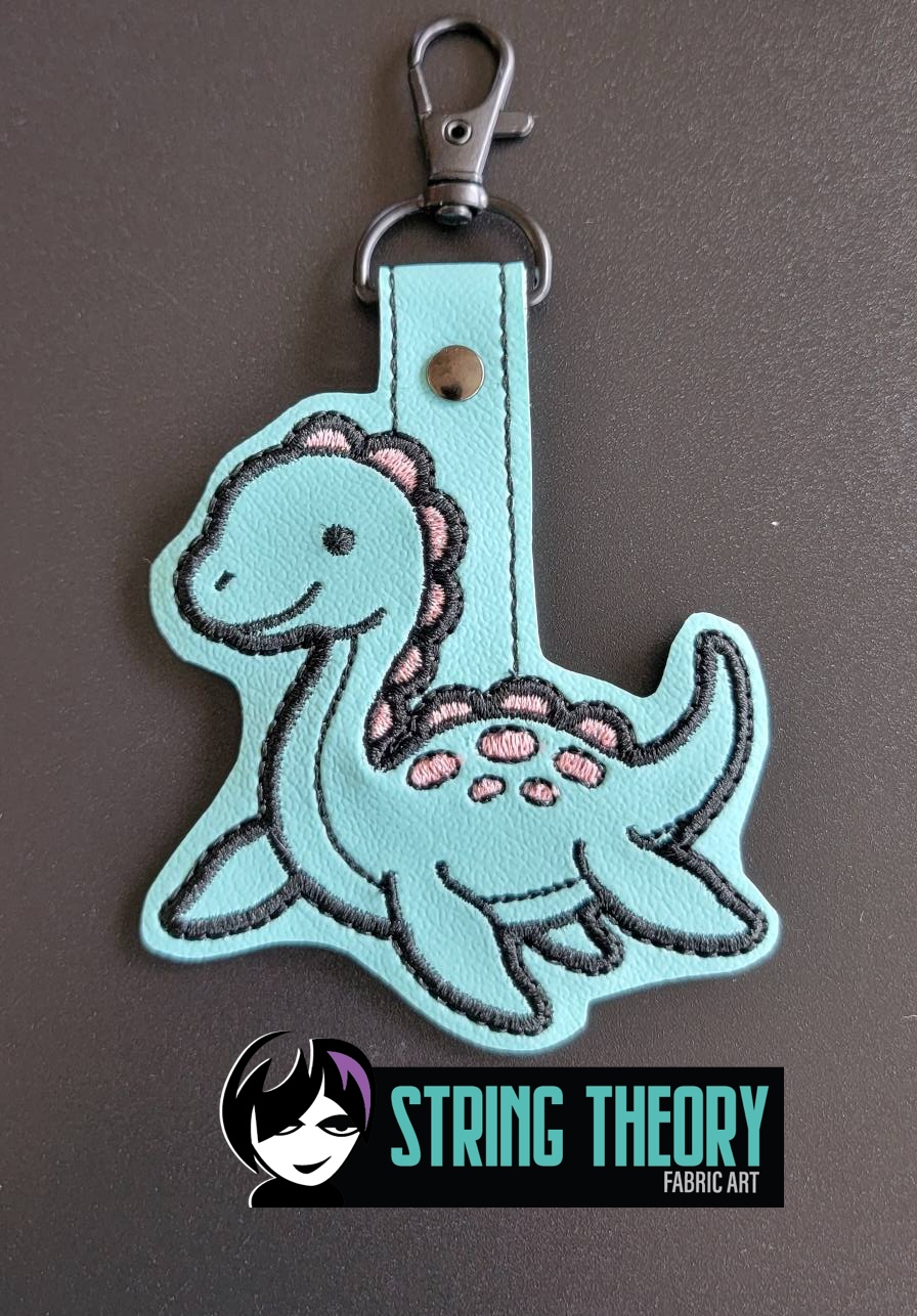 Plesiosaur Dinosaur Fob in the hoop Machine Embroidery Pattern