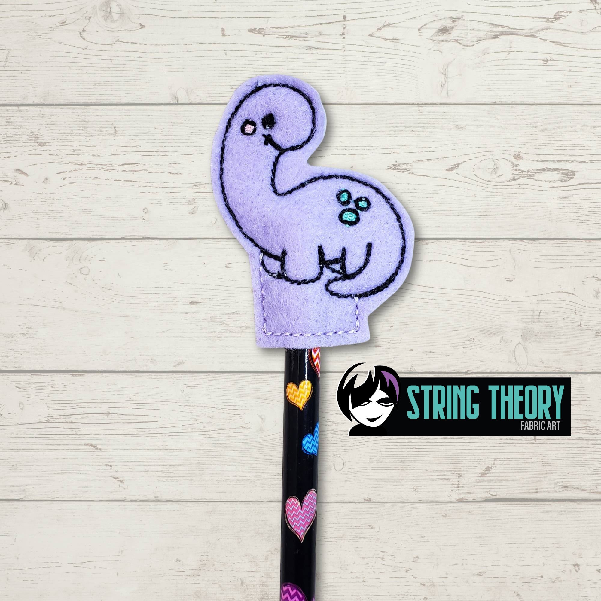 Brachiosaurus Dinosaur Pencil Topper ITH Machine Embroidery