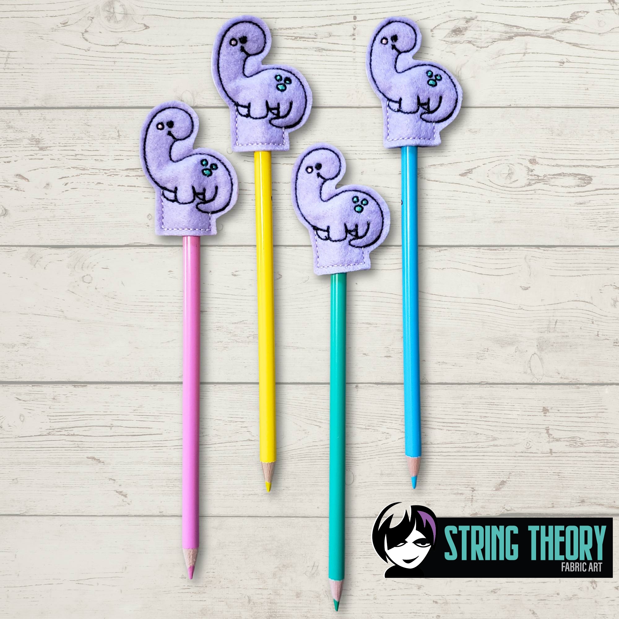 Brachiosaurus Dinosaur Pencil Topper ITH Machine Embroidery