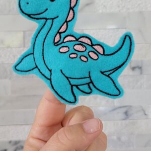 Plesiosaur Dinosaur Finger Puppet ITH Machine Embroidery