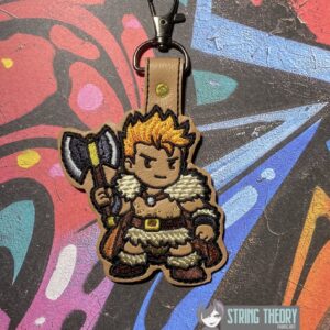 DND Chibi Boy Barbarian fob ITH machine embroidery design