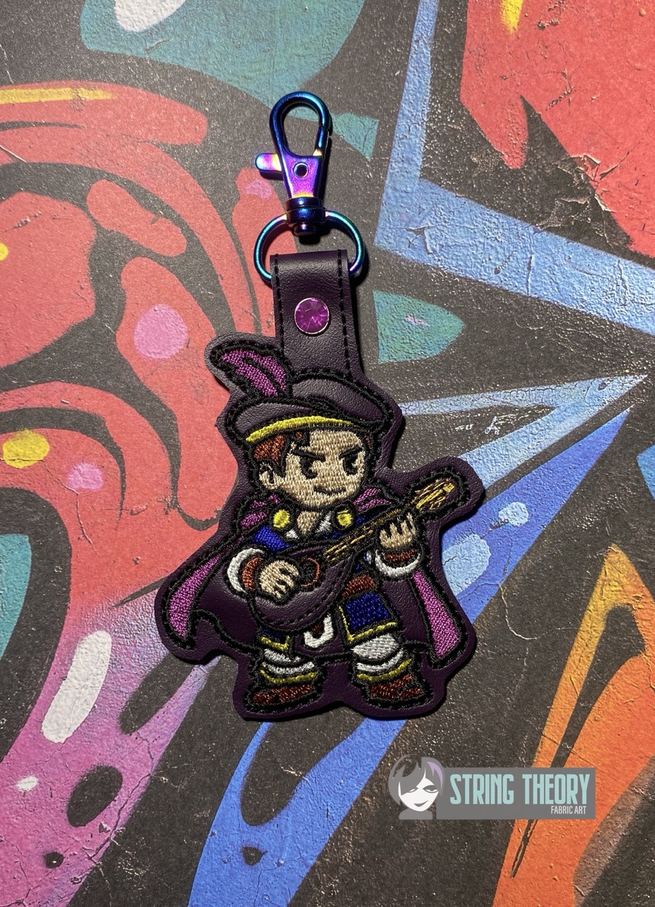 DND Chibi Boy Bard fob ITH machine embroidery design