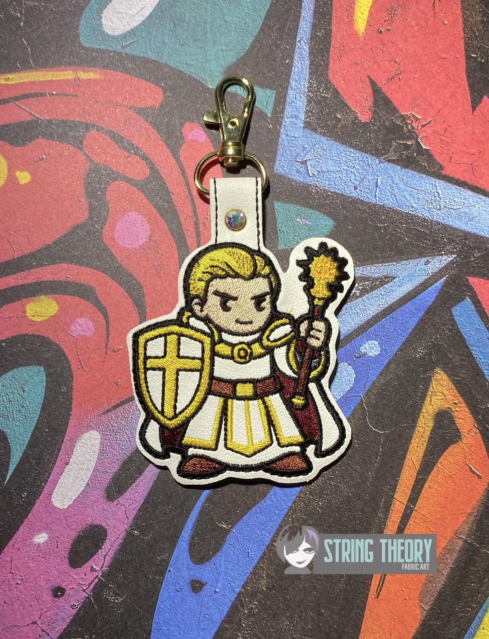 DND Chibi Boy Cleric fob ITH machine embroidery design
