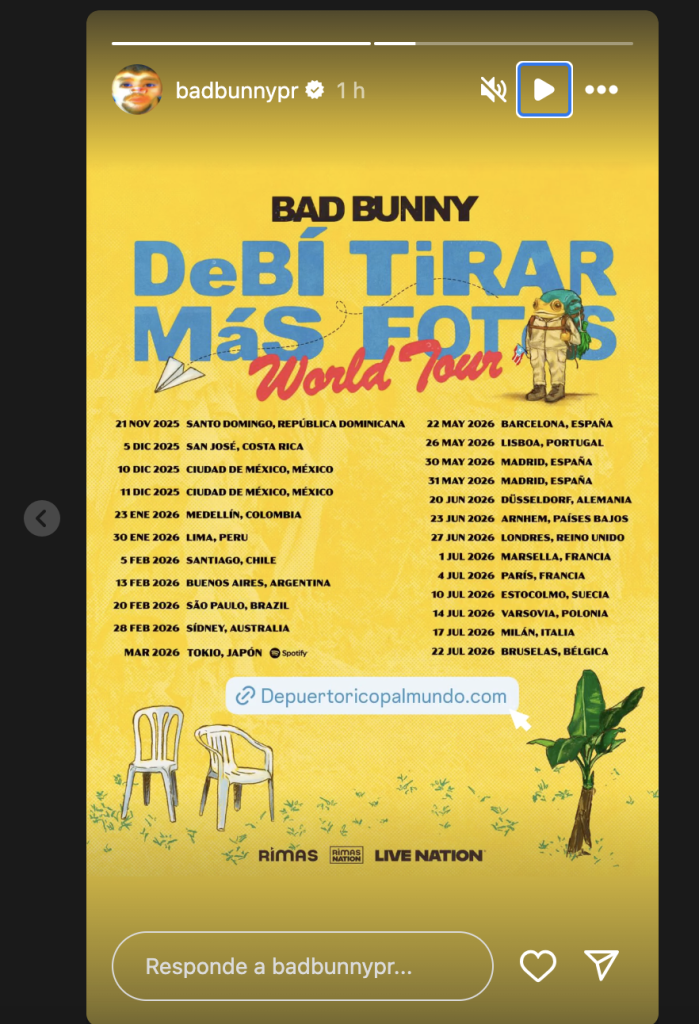 El “Debí Tirar Más Fotos World Tour” recorrerá América Latina, Europa, Asia y Oceanía.