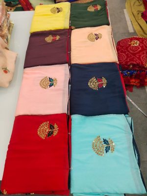 paper work butta concept packing saree