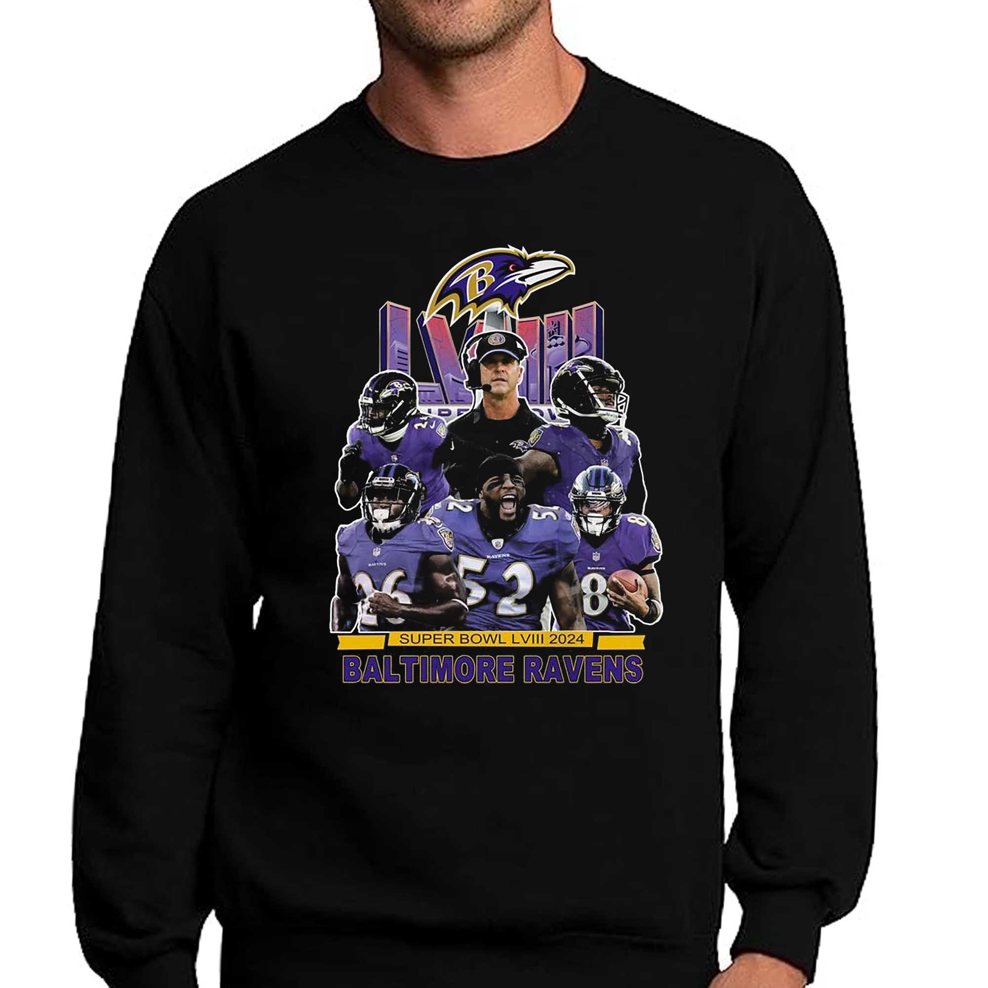 Super Bowl Lviii 2024 Baltimore Ravens T-shirt Sweatshirt Hoodie
