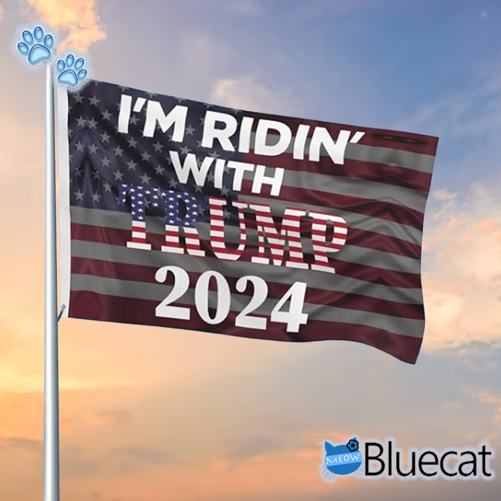 I’m Ridin With Trump 2024 Election Flag Outdoor Decoration