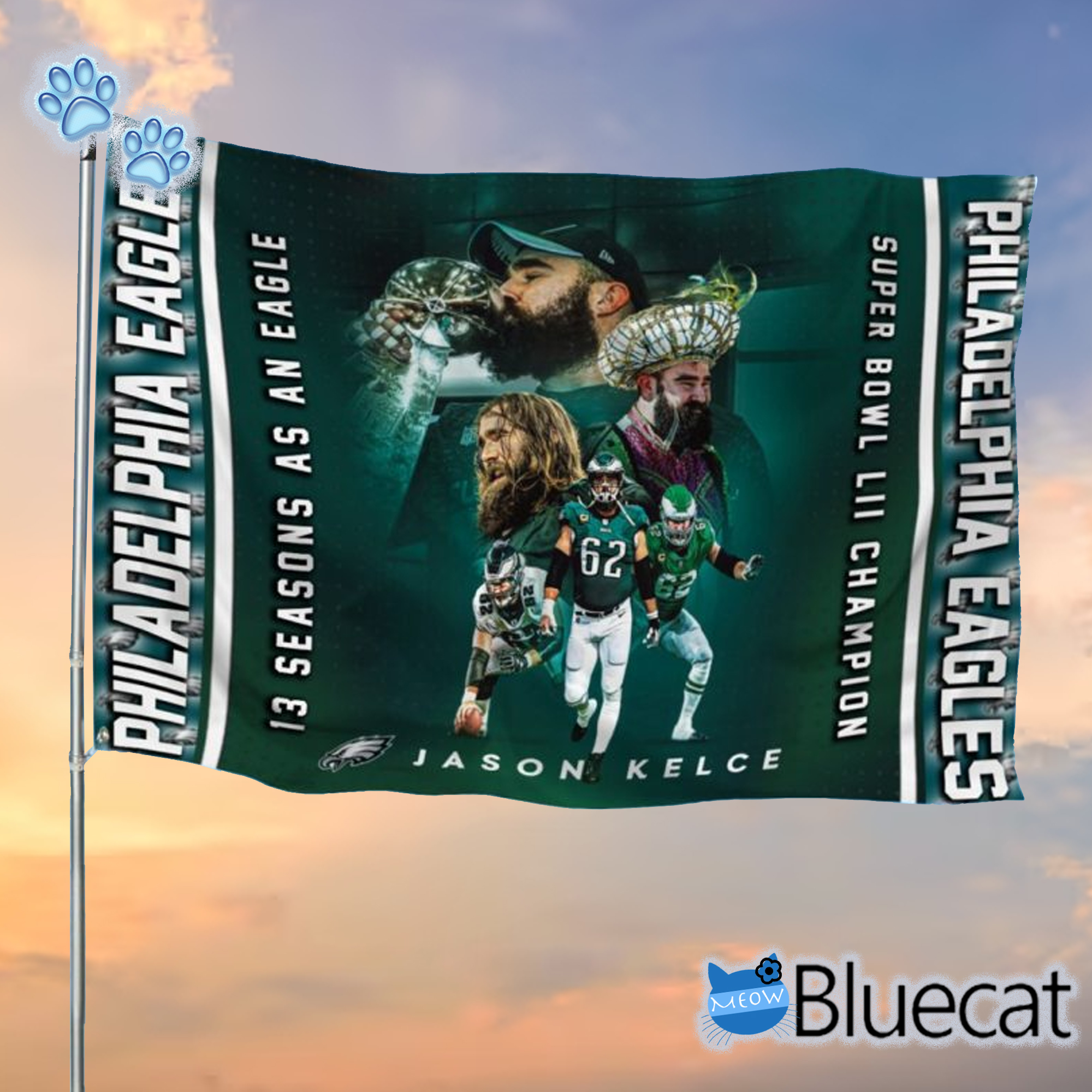 Jason Kelce-13 Seasons As An Eagles Super Bowl Lii-champion Flag