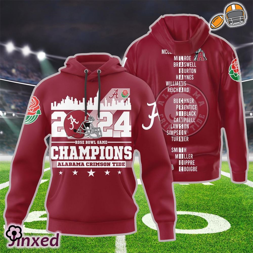 2024 Rose Bowl Game Champions Alabama Crimson Tide 3d Shirt Hoodie ...